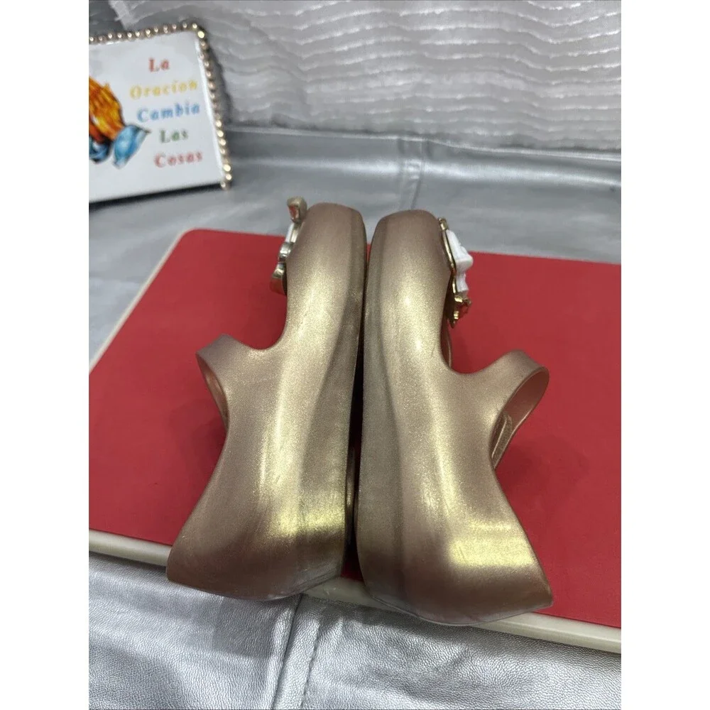 (B) Mini Melissa Toddler Girl's Beauty & Beast Rose Gold Mary jane Shoes Size 11